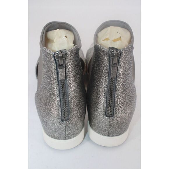 Eileen Fisher Sign Sandals Women's 10 Silver Leather Ankle Strap Back Zip - Picture 8 of 11